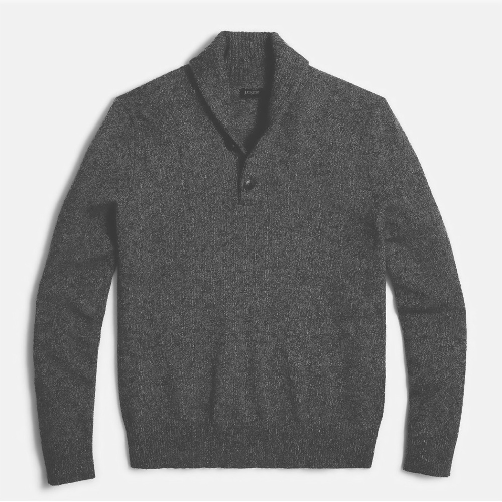 J.Crew Shawl Collar 100% Merino Wool Grey Sweater Size M